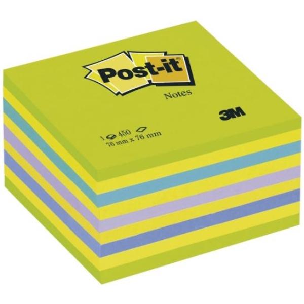 NOTAS ADHESIVAS POST-IT  CUBO AZUL/VERDE NEON 450H 76x76MM (FT510093253)