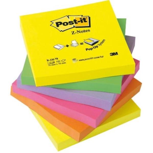NOTAS ADHESIVAS POST-IT  Z-NOTES 6 BLOCS NEON 100H 76x76MM (FT510089939)