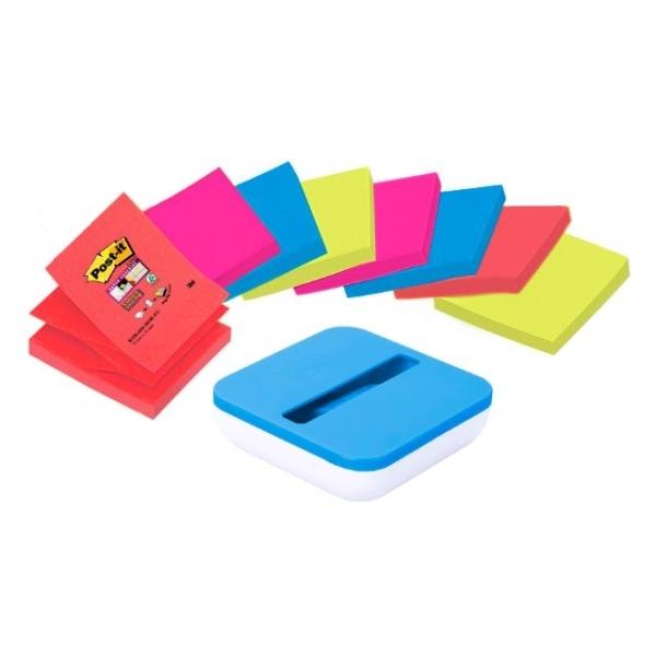 DISPENSADOR POST-IT  AZUL VAL 8 BLOCS Z-NOTES SUPERSTICKY 76X76MM LUGARES (HK100010204)