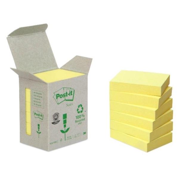 NOTAS ADHESIVAS POST-IT  RECICLADAS AMARILLO TORRE 6 BLOCS 100H 38x51MM (FT510118654)