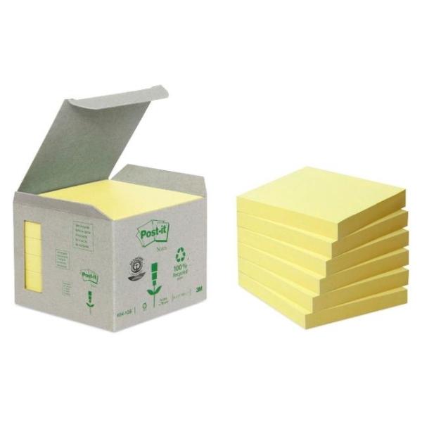 NOTAS ADHESIVAS POST-IT  RECICLADAS AMARILLO TORRE 6 BLOCS 100H 76x76MM (FT510118696)