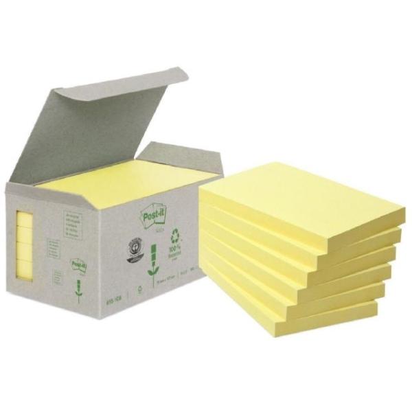 NOTAS ADHESIVAS POST-IT  RECICLADAS AMARILLO TORRE 6 BLOCS 100H 76x127MM (FT510118704)