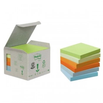 NOTAS ADHESIVAS POST-IT  RECICLADAS PASTEL TORRE 6 BLOCS 100H 76x76MM (FT510118712)