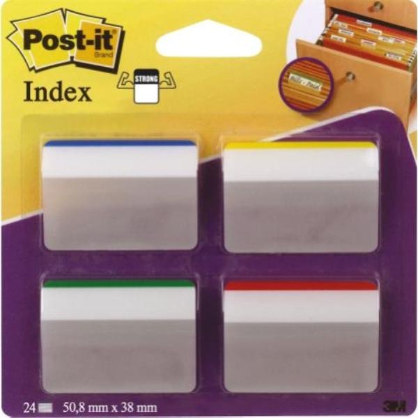 BANDERITAS POST-IT  INDEX RIGIDAS PLANAS EXTRA GRUESAS BLISTER 24U. (70071425006)