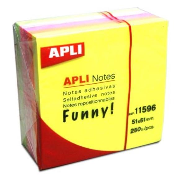 NOTAS ADHESIVAS CUBO TONOS BRILLANTES 250H 51x51MM APLI