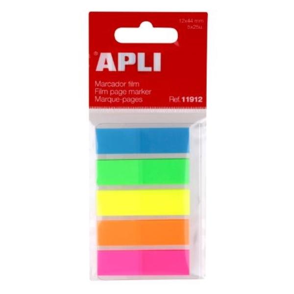 BANDERITAS 12X45 COLORES SURTIDOS FILM EN BLOC DE 5X25H. APLI