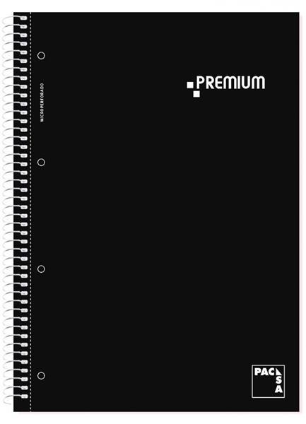 CUADERNO MICROP PREMIUM A4 160H 70GR C/5 TAPA PLASTIFICADA NEGRO PACSA