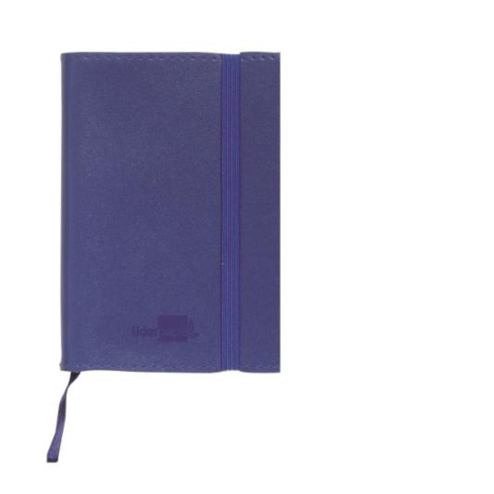 CUADERNO ENCOLADO TAPA SIMIL PIEL AZUL A7 120H 70GR HORIZONTAL LIDERPAPEL
