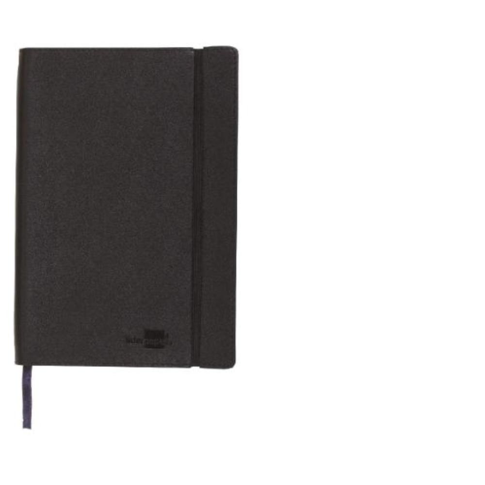 CUADERNO ENCOLADO TAPA SIMIL PIEL NEGRO A7 120H 70GR HORIZONTAL LIDERPAPEL