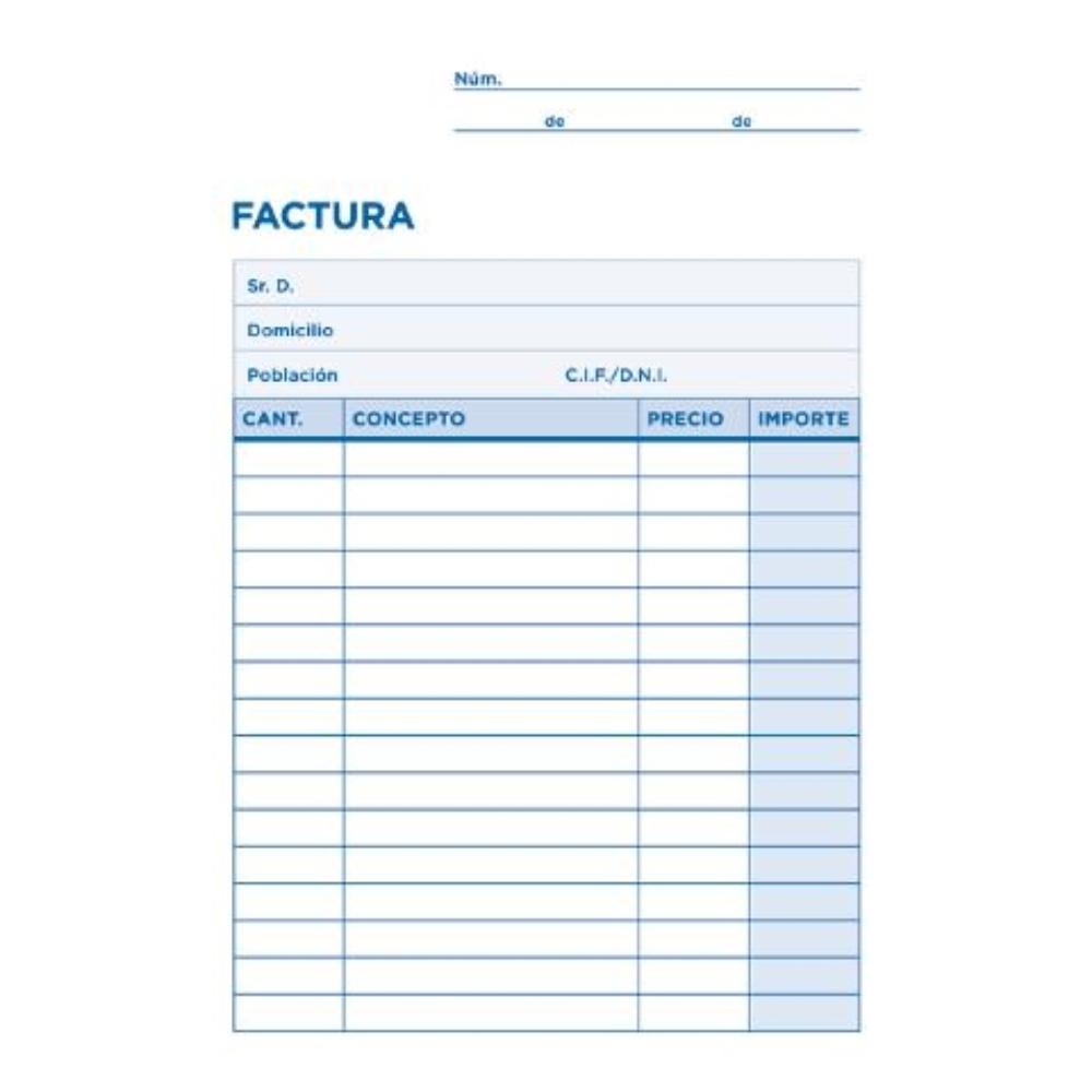 TALONARIO FACTURAS OCTAVO -SIN IVA- T101 LIDERPAPEL