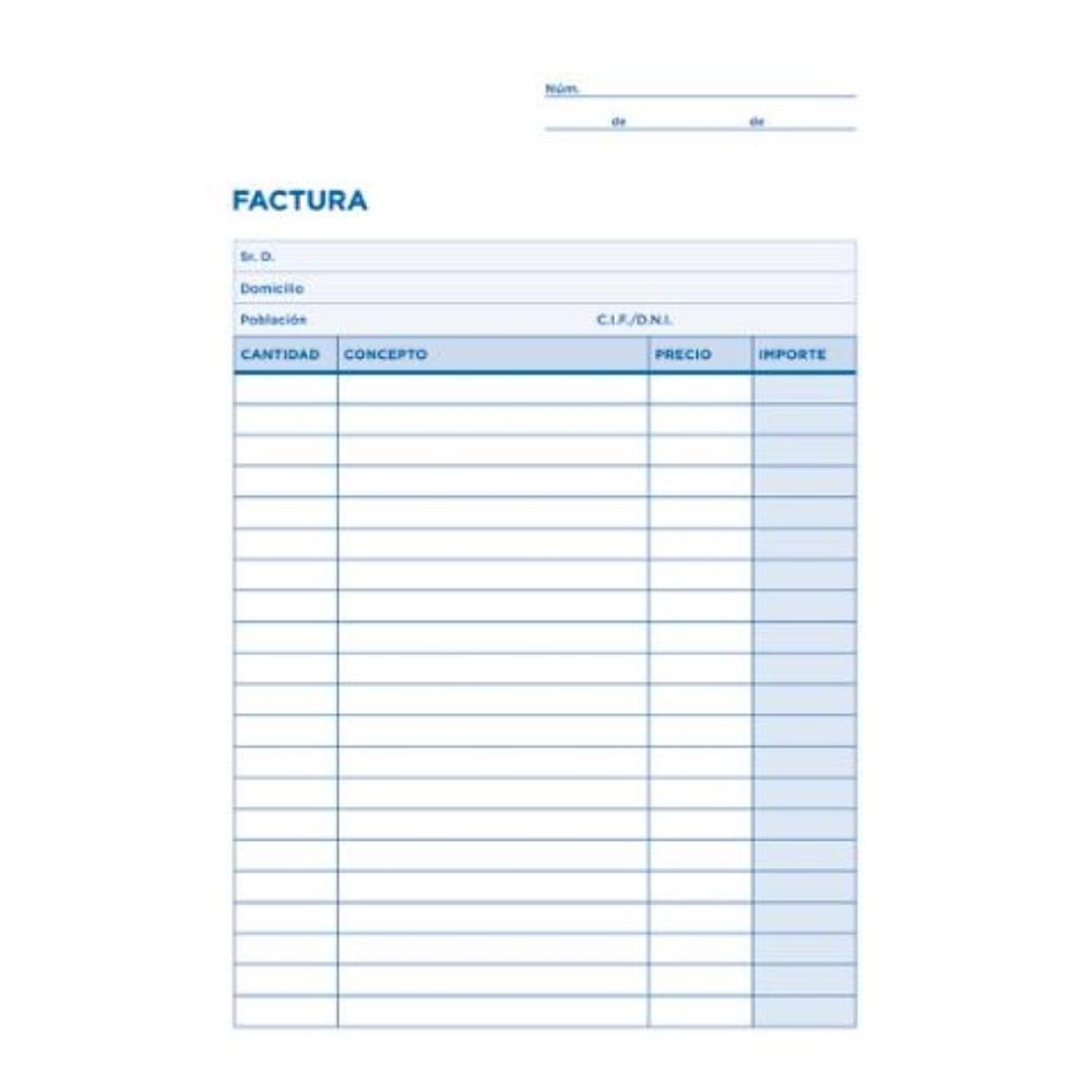 TALONARIO FACTURAS CUARTO ORIGINAL T117 SIN I.V.A LIDERPAPEL