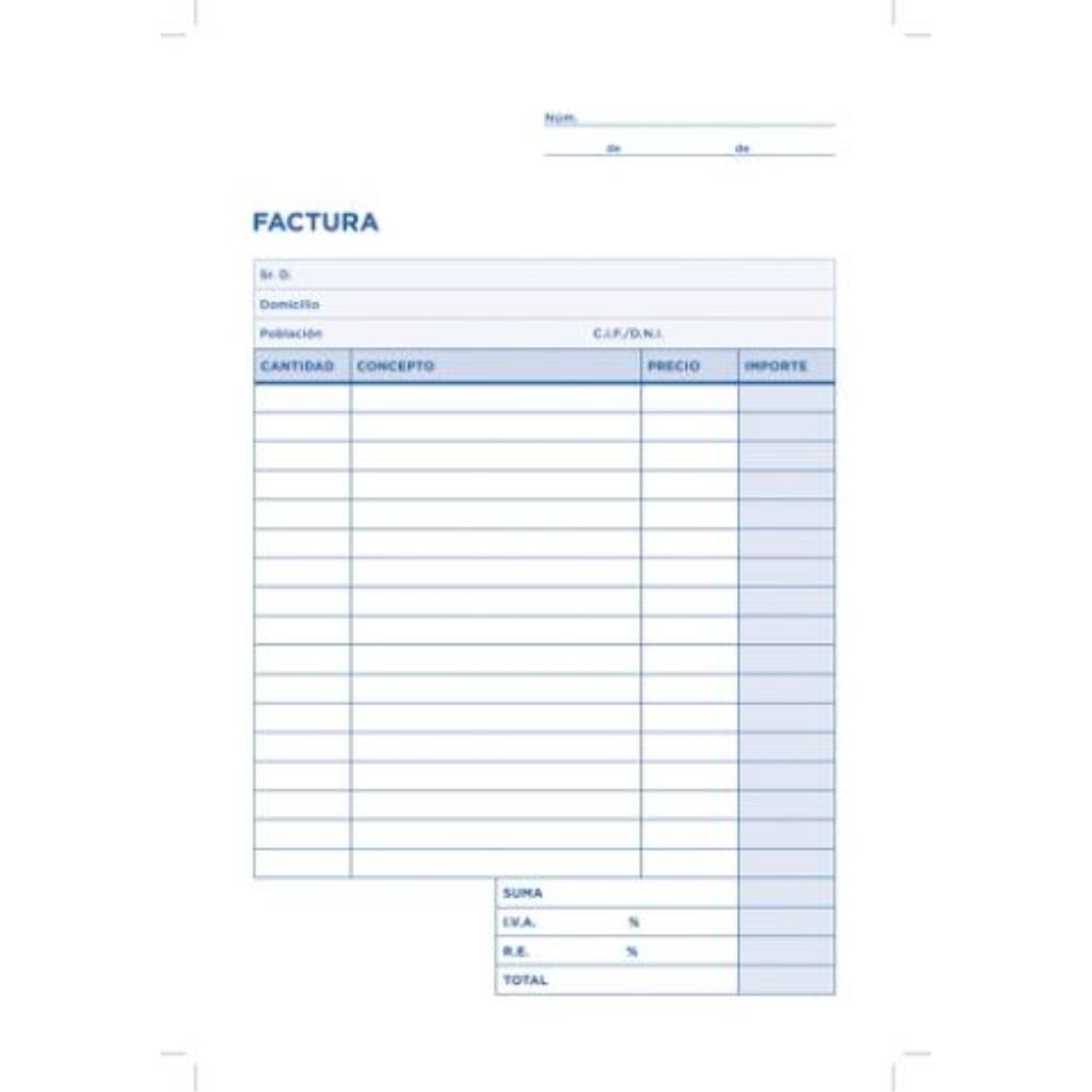 TALONARIO FACTURAS CUARTO -CON IVA- T116 LIDERPAPEL
