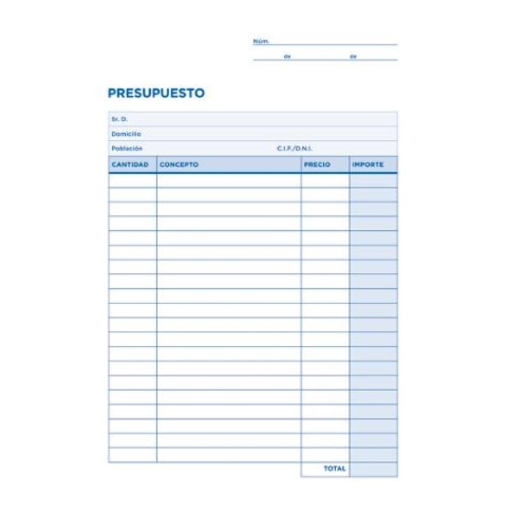 TALONARIO PRESUPUESTO CUARTO ORIGINAL T130 LIDERPAPEL