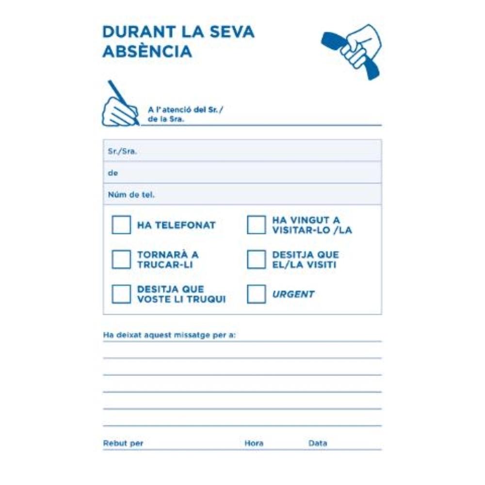 TALONARIO AUSENTES 8 ORIGINAL T103 TEXTO EN CATALAN LIDERPAPEL