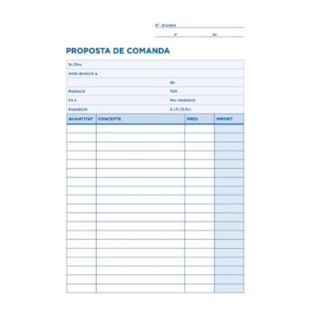 TALONARIO PEDIDOS CUARTO ORIGINAL Y COPIA T222 TEXTO EN CATALAN LIDERPAPEL