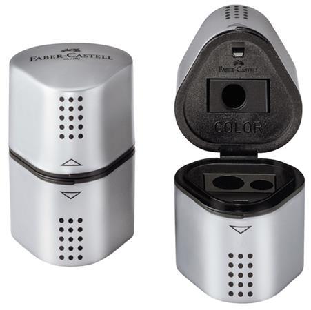 SACAPUNTAS DEPOSITO TRIO GRIP 3 USOS GRIS FABER CASTELL