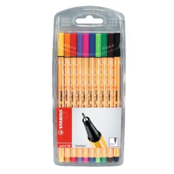 ESTUCHE 10 ROTULADORES POINT 88 0,4MM STABILO