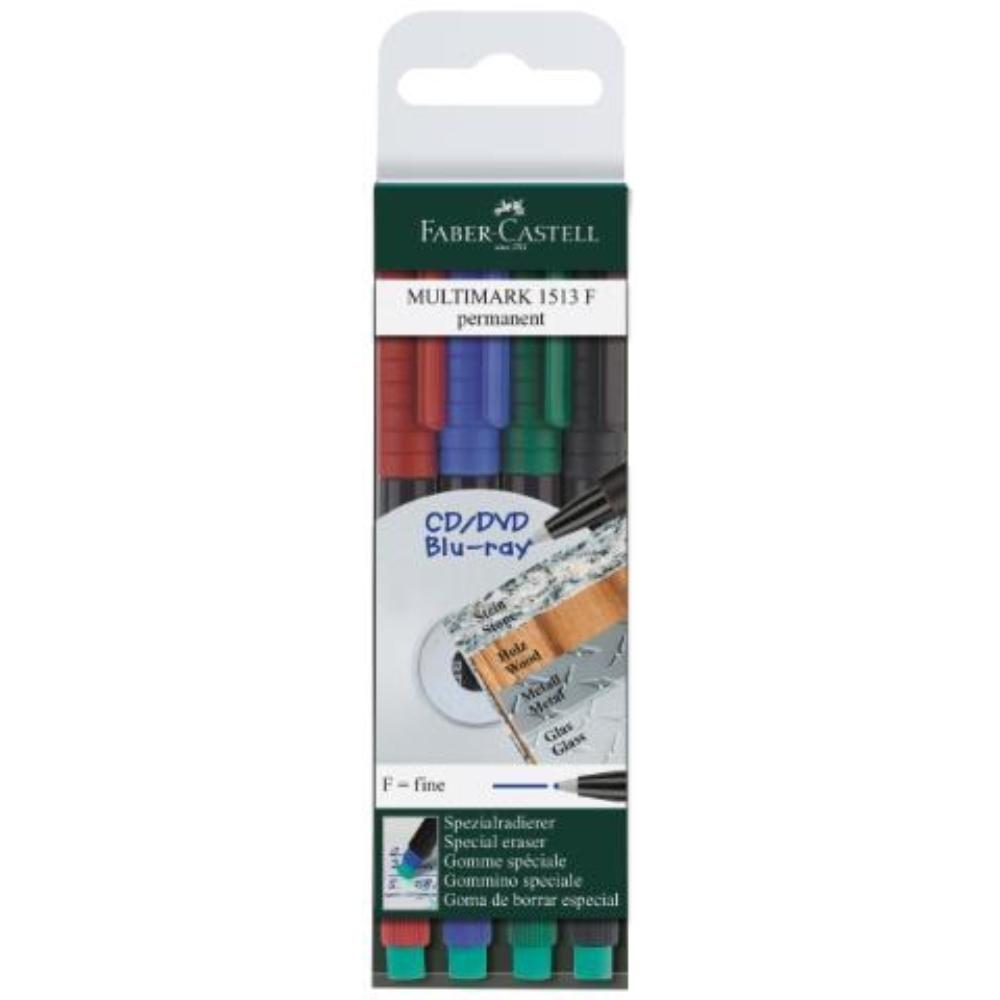 ROTULADOR PERMANENTE  MULTIMARK TRAZO F BOLSA 4 ROT. FABER CASTELL