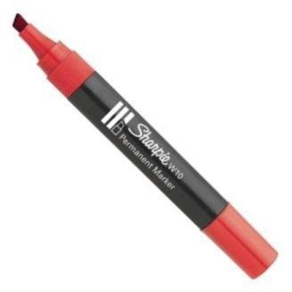 ROTULADOR PERMANENTE W10 ROJO PTA.BISELADA 2,5MM SHPARPIE