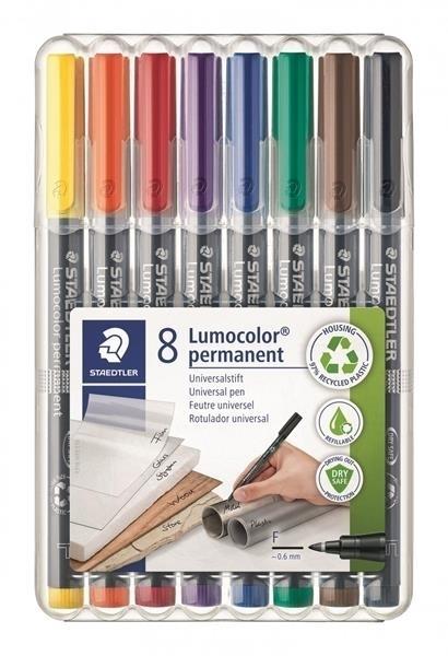 ROTULADOR PERMANENTE F 0,6MM ESTUCHE 8 ROT LUMOCOLOR 318WP8