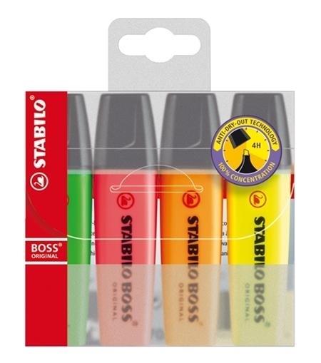 ROTULADORES FLUORESCENTES STABILO BOSS ESTUCHE 4UDS (AM,NJ,VD,RS)