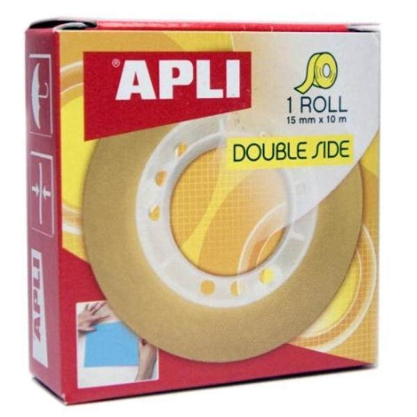 CINTA ADHESIVA DOBLE CARA 10Mx15MM CJ.APLI