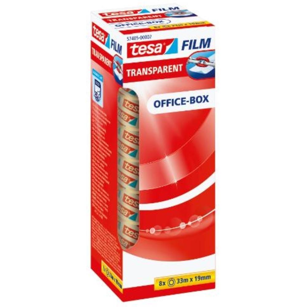 CINTA ADHESIVA TRANSPARENTE 33M X 19MM 8 ROLLOS OFFICEBOX TESA