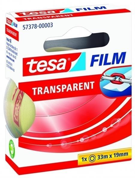 CINTA ADHESIVA TRANSPARENTE 33M X 19MM EN MANCHETA TESA