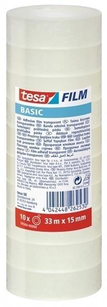 CINTA ADHESIVA BASIC 33M X 15MM 10 ROLLOS TESA