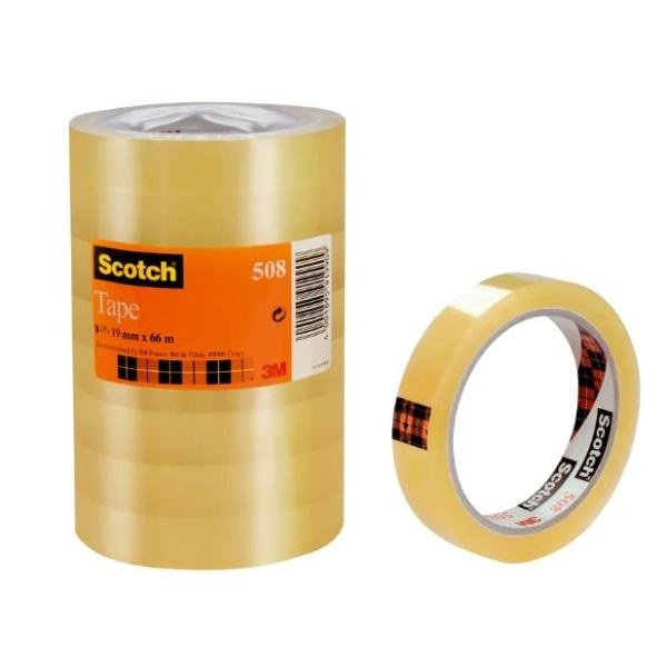 CINTA ADHESIVA TRANSPARENTE 8 ROLLOS 66Mx19MM 508 ACORDEON 75MM MANDRIL SCOTCH  (FT510097338)