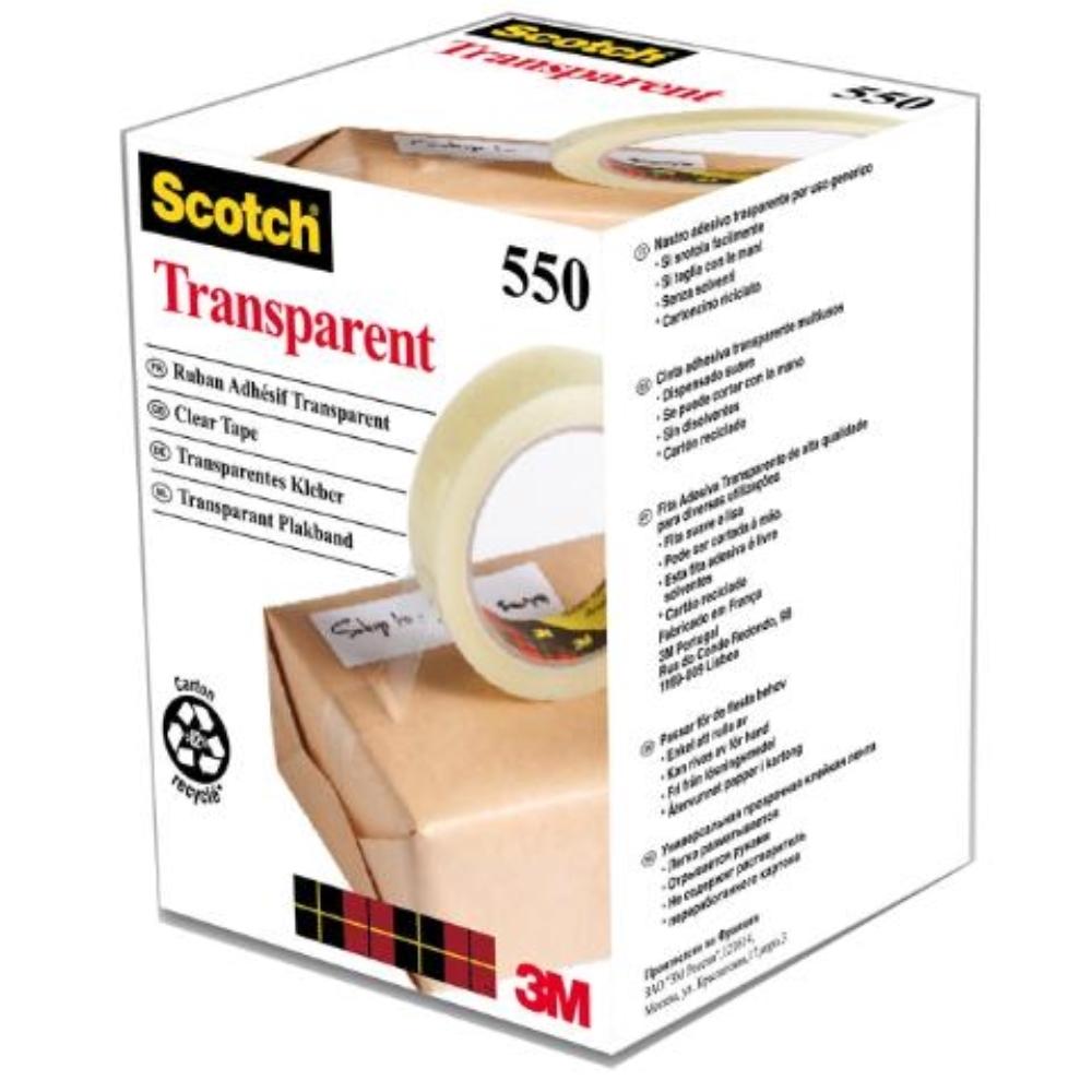 CINTA ADHESIVA TRANSPARENTE 12 ROLLOS 66M X 12MM 550 SCOTCH
