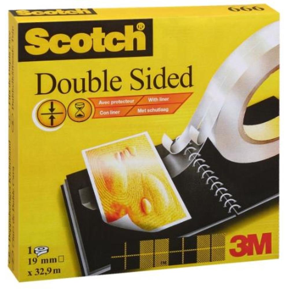 CINTA ADHESIVA DOBLE CARA 33M X 19MM CON LAMINA PROTECTORA SCOTCH