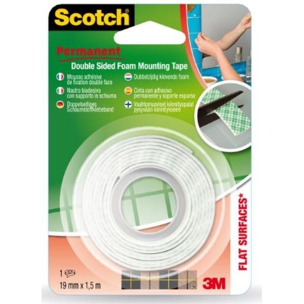CINTA ADHESIVA DOBLE CARA 1,5Mx19MM BLANCA EXTERIOR SCOTCH  (70005091288)