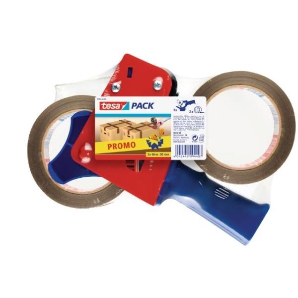 DISPENSADOR PRECINTO + 2 ROLLOS 66M X 50MM TESA