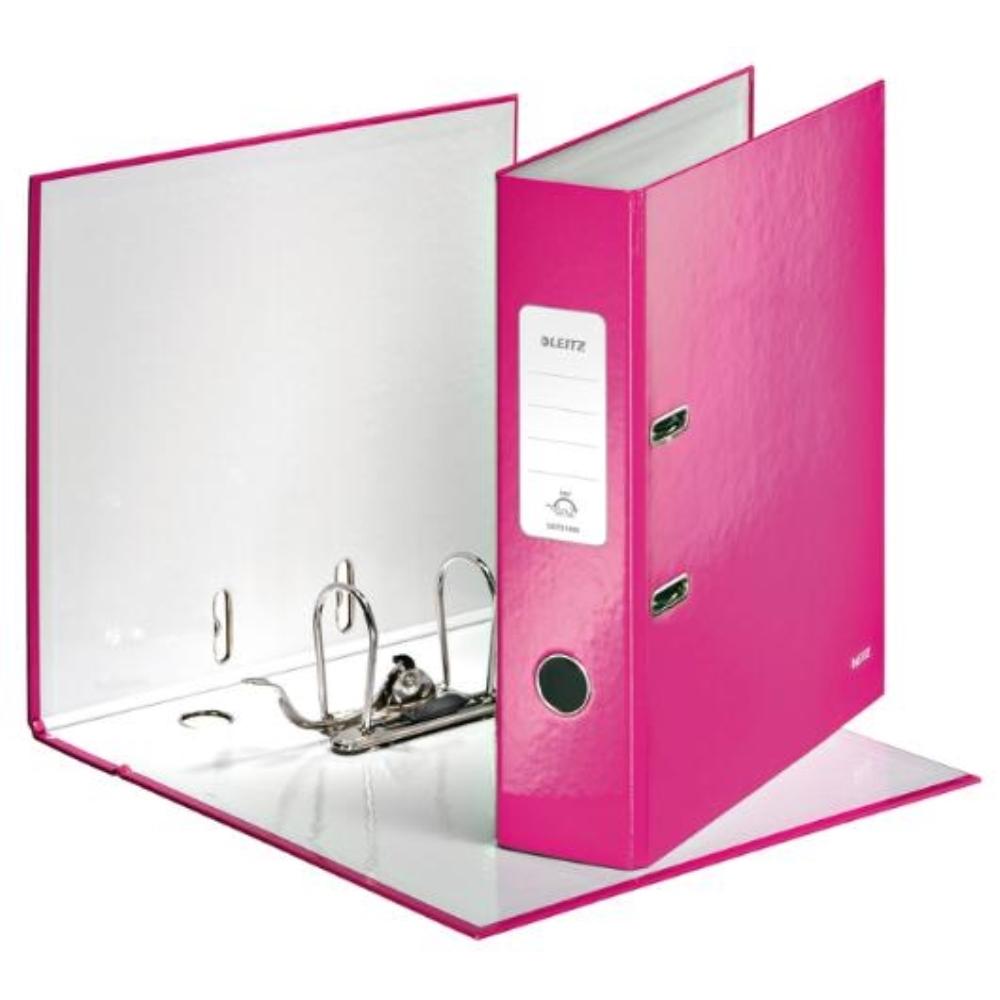 ARCHIVADOR A4 LOMO 75MM ROSA METAL WOW LEITZ