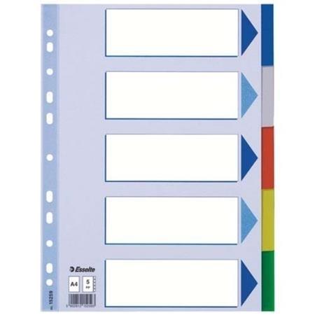 SEPARADORES PP A4 5 POSICIONES INDICE COLOR ESSELTE
