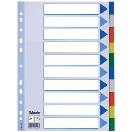 SEPARADORES PP A4 10 POSICIONES INDICE COLOR ESSELTE