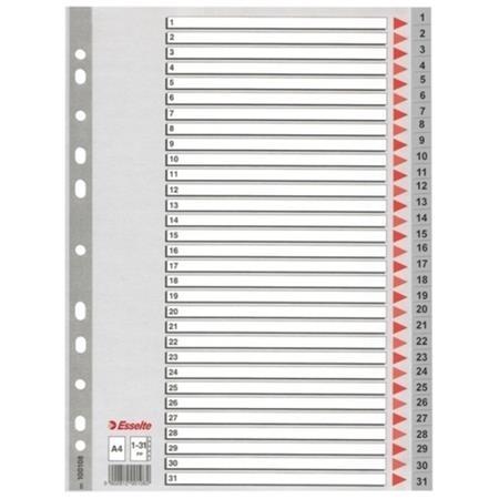 INDICE 1-31 PP A4 INDICE COLOR GRIS ESSELTE