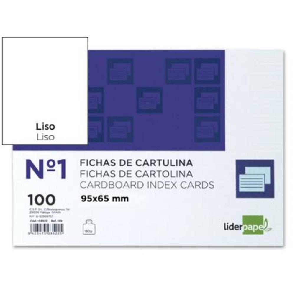 FICHAS LISA Nº1 65X95MM PAQUETE 100U. LIDERPAPEL