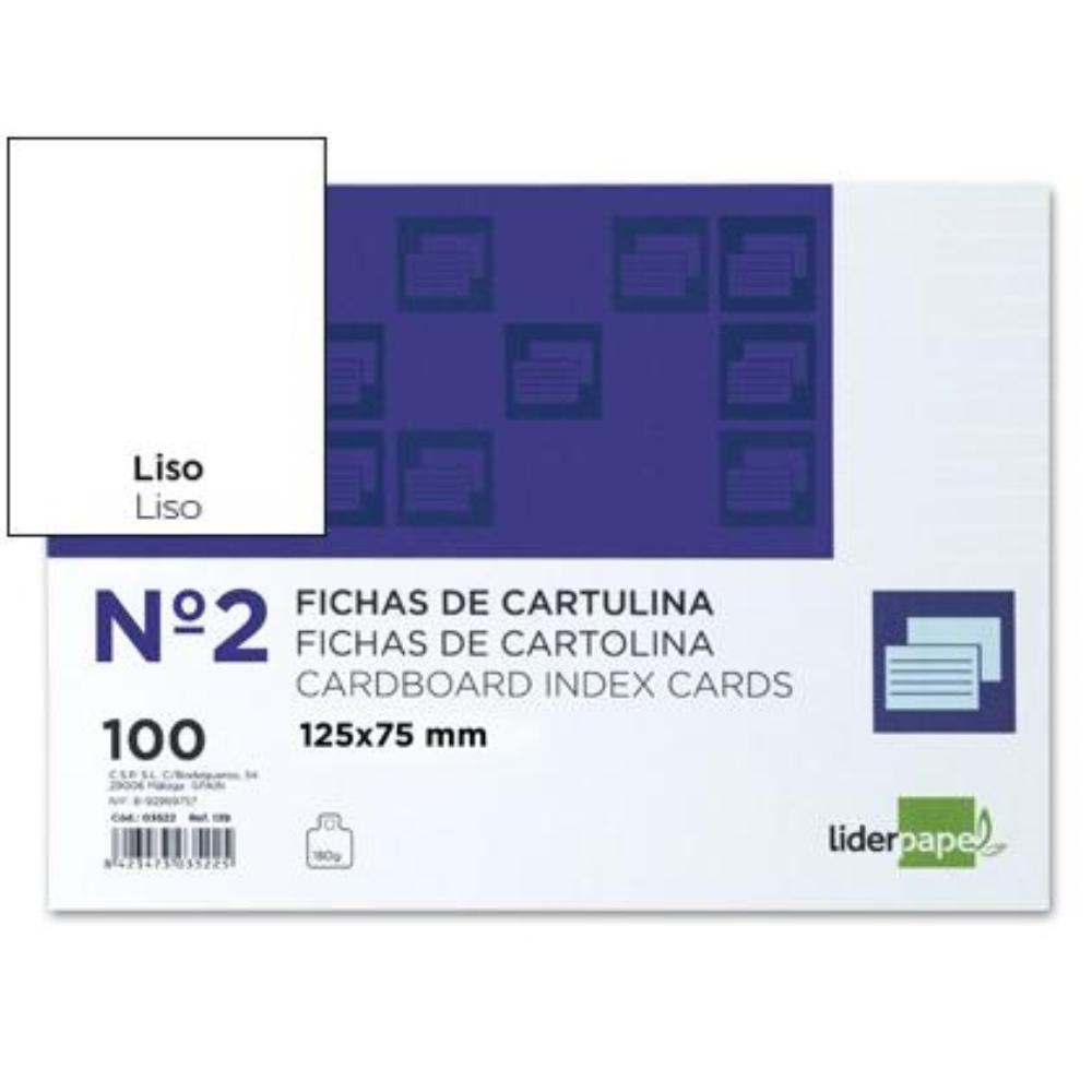 FICHAS LISA Nº2 75X125MM PAQUETE 100U. LIDERPAPEL