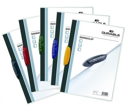 DOSSIER PINZA PP A4 30H NEGRO TAPA PP TRANSPARENTE SWINGCLIP DURABLE