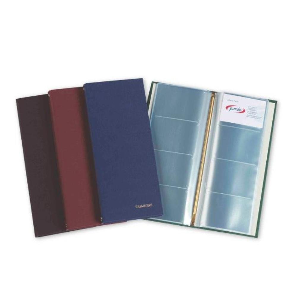 TARJETERO PVC AZUL 20 FUNDAS PARDO