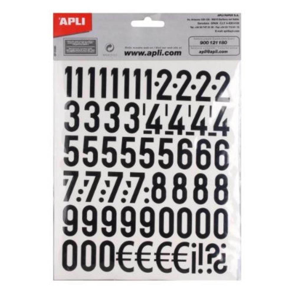 LETRAS, NUMEROS Y SIGNOS ADHESIVOS 25MM NEGRO APLI