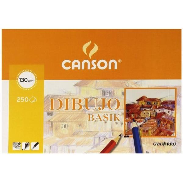 LAMINAS DIBUJO A4 BLANCA 21X29,7CM  130GR 250H. BASIK CANSON