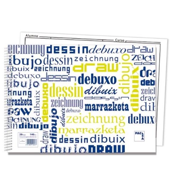 BLOC DIBUJO ASIGNATURAS C/RECUADRO 140G 20H+2 TALADROS PACSA