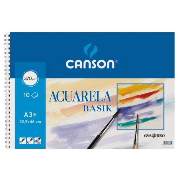 BLOC DIBUJO ESPIRAL ACUARELA A3+ 370G 10H CANSON