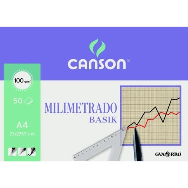 BLOC DIBUJO ENCOLADO A4 100G 50H. MILIMETRADO GUARRO