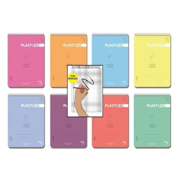 BLOCK FOLIO 80HJ 90G CUADRO 4MM MRG T/PP PLASTIPAC SURTIDO ESPECIAL ZURDOS PACSA
