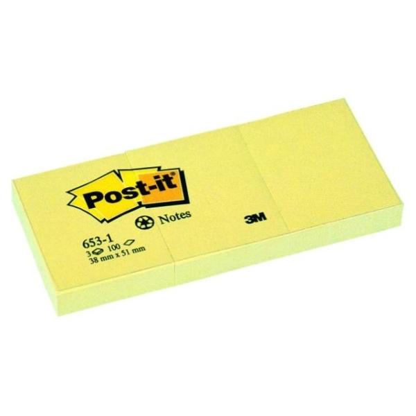 NOTAS ADHESIVAS POST-IT  3 BLOCS AMARILLO 100H 38x51MM