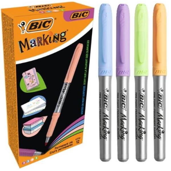 ROTULADOR PERMANENTE BIC MARKING PASTEL SURTIDOS CJ 12